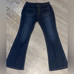 MidiRoss Dark Blue button fly Flared western style Women's Jeans